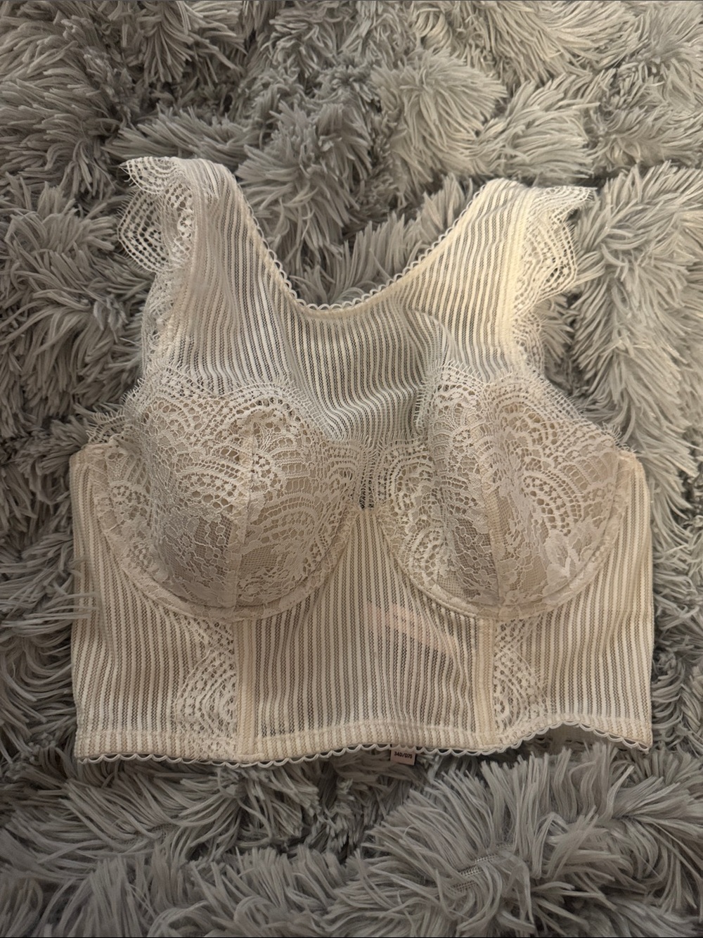 Victoria’s Secret Lace Mesh Longline Bustier Bra in Cream